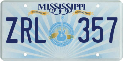 MS license plate ZRL357