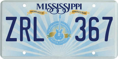 MS license plate ZRL367