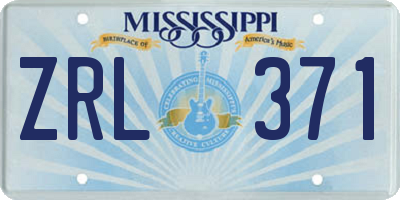 MS license plate ZRL371