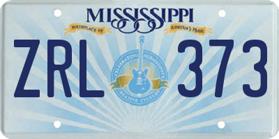 MS license plate ZRL373