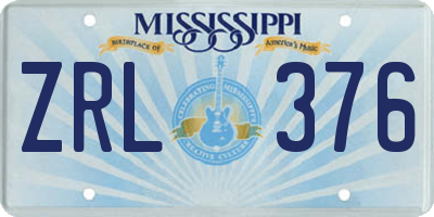 MS license plate ZRL376