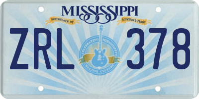 MS license plate ZRL378