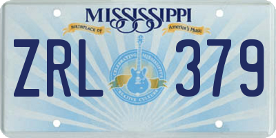 MS license plate ZRL379