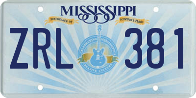 MS license plate ZRL381