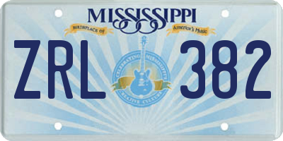 MS license plate ZRL382