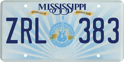 MS license plate ZRL383