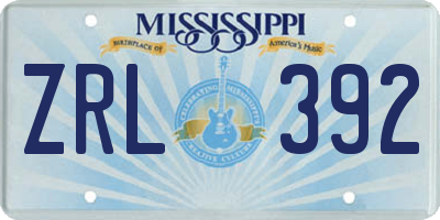 MS license plate ZRL392
