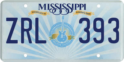 MS license plate ZRL393