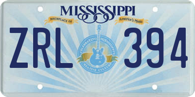 MS license plate ZRL394