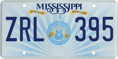 MS license plate ZRL395