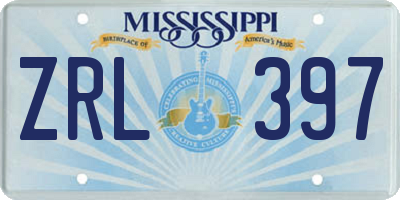 MS license plate ZRL397