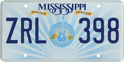 MS license plate ZRL398