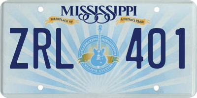 MS license plate ZRL401