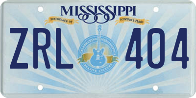 MS license plate ZRL404