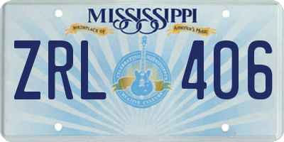 MS license plate ZRL406