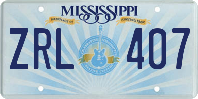 MS license plate ZRL407