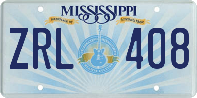 MS license plate ZRL408
