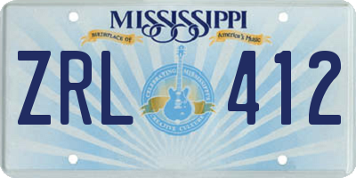 MS license plate ZRL412