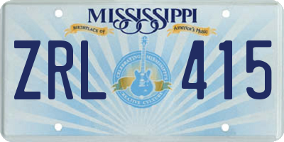 MS license plate ZRL415