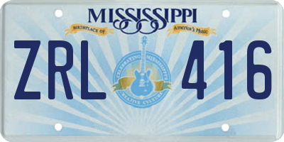 MS license plate ZRL416