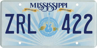 MS license plate ZRL422