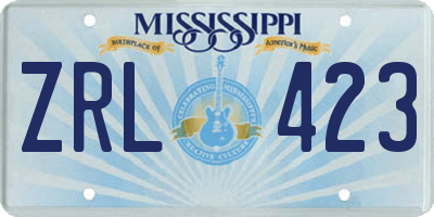 MS license plate ZRL423