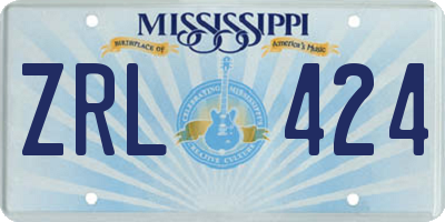 MS license plate ZRL424