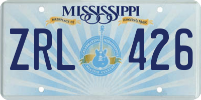 MS license plate ZRL426