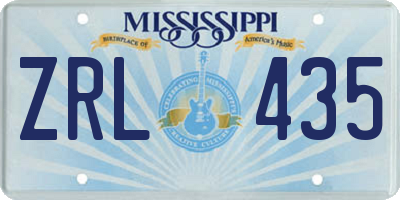 MS license plate ZRL435