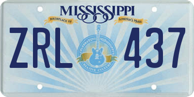 MS license plate ZRL437