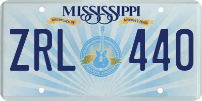 MS license plate ZRL440