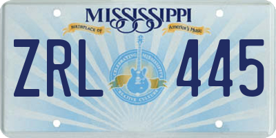 MS license plate ZRL445