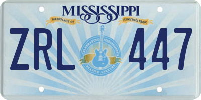 MS license plate ZRL447
