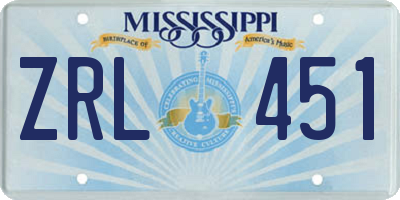 MS license plate ZRL451