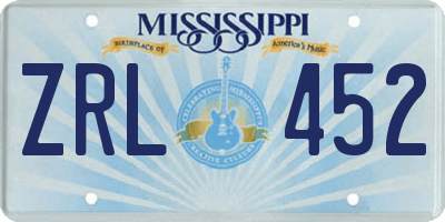 MS license plate ZRL452
