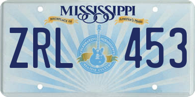 MS license plate ZRL453
