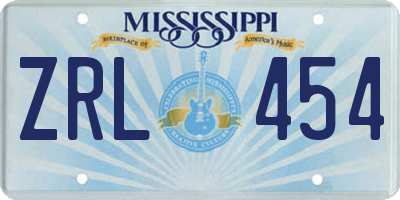 MS license plate ZRL454