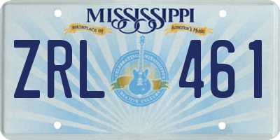 MS license plate ZRL461