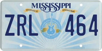 MS license plate ZRL464