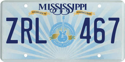 MS license plate ZRL467