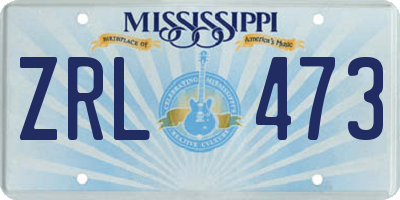 MS license plate ZRL473