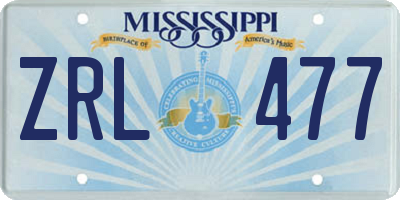 MS license plate ZRL477