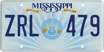 MS license plate ZRL479