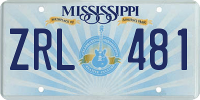 MS license plate ZRL481