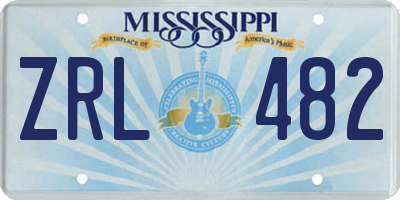 MS license plate ZRL482