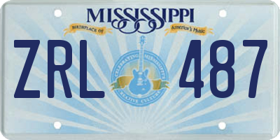 MS license plate ZRL487