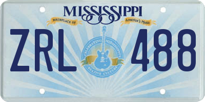 MS license plate ZRL488