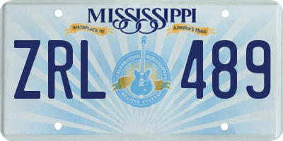 MS license plate ZRL489