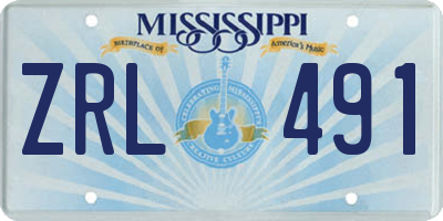 MS license plate ZRL491