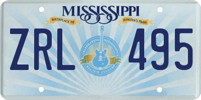 MS license plate ZRL495